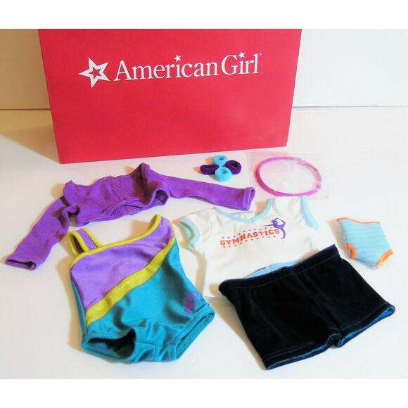 American Girl Doll McKenna PRACTICE WARDROBE Gymnastics Gym Outfit Leotard BAG + - Picture 1 of 8